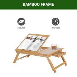 STILVORA Bamboo Laptop Desk with Drawer & Adjustable Tilt in Natural - thumbnail 7