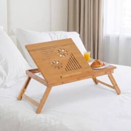 STILVORA Bamboo Laptop Desk with Drawer & Adjustable Tilt in Natural