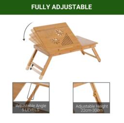 STILVORA Bamboo Laptop Desk with Drawer & Adjustable Tilt in Natural - thumbnail 5