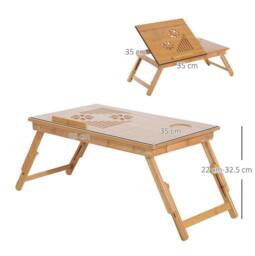 STILVORA Bamboo Laptop Desk with Drawer & Adjustable Tilt in Natural - thumbnail 3