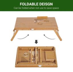 STILVORA Bamboo Laptop Desk with Drawer & Adjustable Tilt in Natural - thumbnail 6