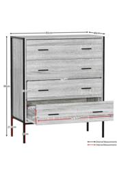 HD Designs Brooklyn 4 Drawer Chest Of Drawers Storage Bedroom Furniture in Grey - thumbnail 3