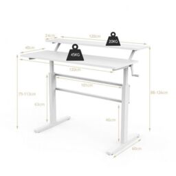 Costway 2-Tier Standing Computer Desk Sit to Stand Workstation Ergonomic Computer Table in White - thumbnail 6