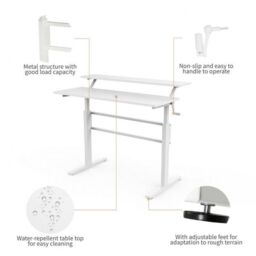 Costway 2-Tier Standing Computer Desk Sit to Stand Workstation Ergonomic Computer Table in White - thumbnail 3