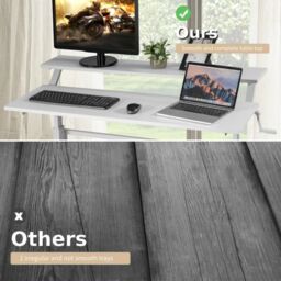 Costway 2-Tier Standing Computer Desk Sit to Stand Workstation Ergonomic Computer Table in White - thumbnail 5