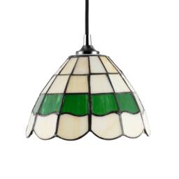 Happy Homewares Traditional Round Stained Glass Tiffany Pendant Lighting Shade in Green