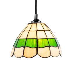 Happy Homewares Traditional Round Stained Glass Tiffany Pendant Lighting Shade in Green - thumbnail 2