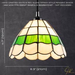 Happy Homewares Traditional Round Stained Glass Tiffany Pendant Lighting Shade in Green - thumbnail 6