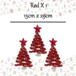 VFM e-Store Christmas Tree Glass Decoration 15cm x 29cm Red X 1 - Size: 15 cm x 29 cm - thumbnail 2
