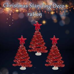 VFM e-Store Christmas Tree Glass Decoration 15cm x 29cm Red X 1 - Size: 15 cm x 29 cm - thumbnail 3