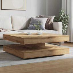 Berkfield Home Coffee Table 360-Degree Rotatable Artisan Oak 90x90x34.5 cm in Brown - thumbnail 3