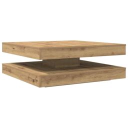 Berkfield Home Coffee Table 360-Degree Rotatable Artisan Oak 90x90x34.5 cm in Brown - thumbnail 6