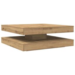 Berkfield Home Coffee Table 360-Degree Rotatable Artisan Oak 90x90x34.5 cm in Brown - thumbnail 2