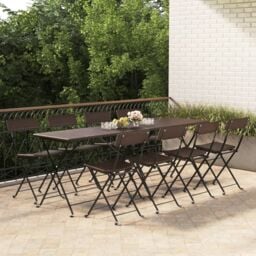Berkfield Home Folding Bistro Chairs 8 pcs Brown Poly Rattan & Steel