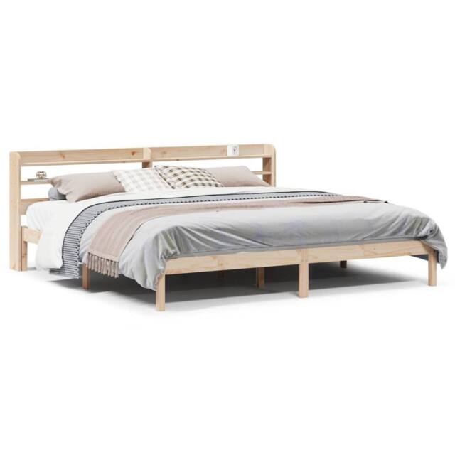Berkfield Home Bed Frame without Mattress 180x200 cm Super King Solid Wood Pine in Light Brown - image 1