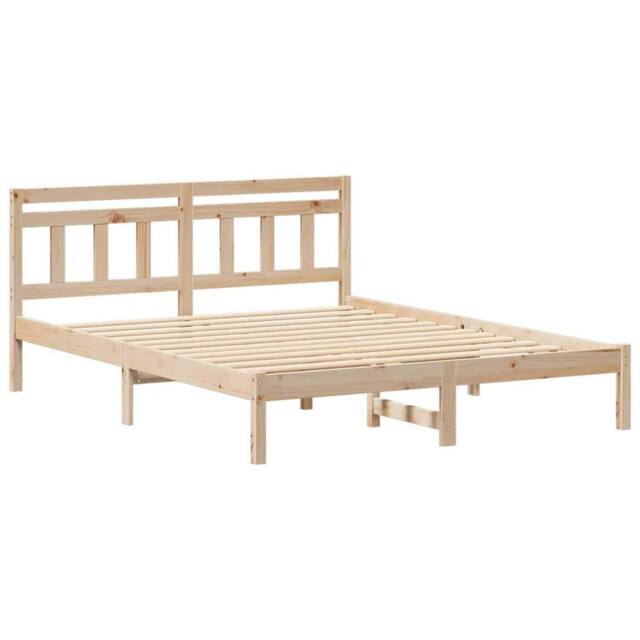 Berkfield Home with Headboard Brown 140 x 200 cm Solid pine wood in Beige - image 1