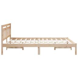 Berkfield Home with Headboard Brown 140 x 200 cm Solid pine wood in Beige - thumbnail 6
