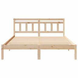 Berkfield Home with Headboard Brown 140 x 200 cm Solid pine wood in Beige - thumbnail 5