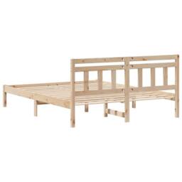 Berkfield Home with Headboard Brown 140 x 200 cm Solid pine wood in Beige - thumbnail 7