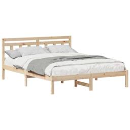 Berkfield Home with Headboard Brown 140 x 200 cm Solid pine wood in Beige - thumbnail 3