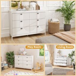 Costway 6-Drawer Dresser Bedroom Modern Style Chest of Drawers-White in White - thumbnail 6