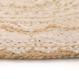 Berkfield Home Area Rug Braided Jute Printed 150 cm Round in Beige - Size: 100 cm diameter - thumbnail 4