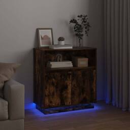 Berkfield Home Sideboard with LED Smoked Oak 71x34, 5x75 cm Engineered Wood in Brown - thumbnail 6