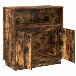 Berkfield Home Sideboard with LED Smoked Oak 71x34, 5x75 cm Engineered Wood in Brown - thumbnail 7