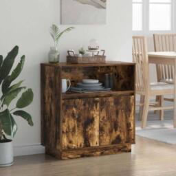 Berkfield Home Sideboard with LED Smoked Oak 71x34, 5x75 cm Engineered Wood in Brown - thumbnail 5
