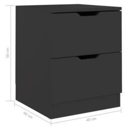 Berkfield Home Elegant Bedside Cabinets 2 pcs Black 40x40x50 cm Engineered Wood - Size: 40 x 40 x 50 cm - thumbnail 7