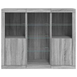 Berkfield Home Sideboards with LED Lights 3 pcs Grey Sonoma Engineered Wood - thumbnail 6