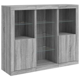 Berkfield Home Sideboards with LED Lights 3 pcs Grey Sonoma Engineered Wood - thumbnail 5