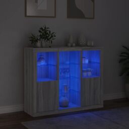 Berkfield Home Sideboards with LED Lights 3 pcs Grey Sonoma Engineered Wood - thumbnail 3