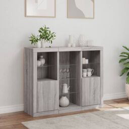 Berkfield Home Sideboards with LED Lights 3 pcs Grey Sonoma Engineered Wood - thumbnail 4