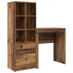 Berkfield Home Desk with Storage Old Wood Engineered Wood in Brown - thumbnail 2