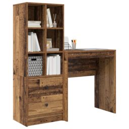 Berkfield Home Desk with Storage Old Wood Engineered Wood in Brown - thumbnail 3
