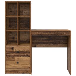 Berkfield Home Desk with Storage Old Wood Engineered Wood in Brown - thumbnail 7