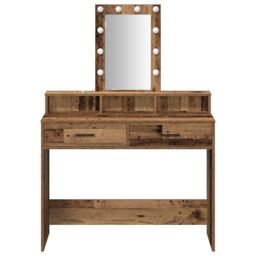 Berkfield Home Dressing Table with LED Lights - Vintage Wood, 100x41x140 cm in Brown - Size: 100 x 41 x 140 cm - thumbnail 5