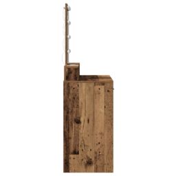 Berkfield Home Dressing Table with LED Lights - Vintage Wood, 100x41x140 cm in Brown - Size: 100 x 41 x 140 cm - thumbnail 6
