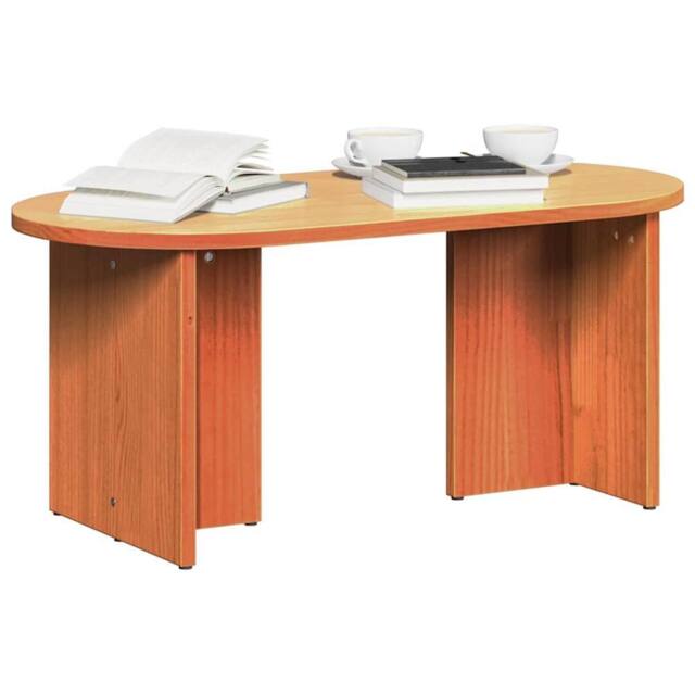 Berkfield Home Modern Coffee Table Wax brown 80 x 39.5 x 35 cm Solid pine wood - image 1