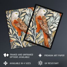 "Artery8 Red Kite on Tree Branch Watercolour Portrait Wall Art Print - Size: W24"" x H32""" - thumbnail 2