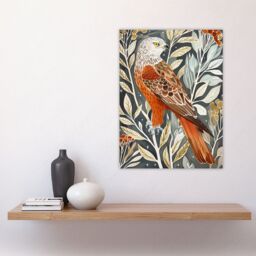 "Artery8 Red Kite on Tree Branch Watercolour Portrait Wall Art Print - Size: W24"" x H32""" - thumbnail 4
