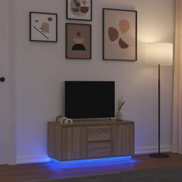 Berkfield Home TV Cabinet with LED Lights Sonoma Oak 100x41x50 cm in Brown - Size: 100 x 41 x 50 cm - image 1