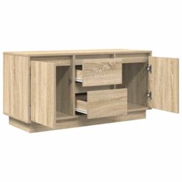 Berkfield Home TV Cabinet with LED Lights Sonoma Oak 100x41x50 cm in Brown - Size: 100 x 41 x 50 cm - thumbnail 6