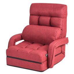 Gymax Folding Sofa Floor Gaming Chair With Armrests & Pillow Adjustable in Red - thumbnail 5