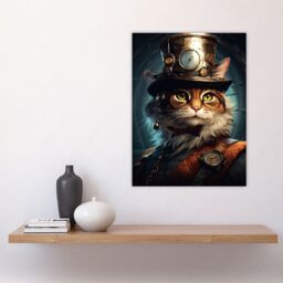 "Artery8 Top Hat Magic Cat Fun Steampunk Cat Explorer Artwork Large Wall Unframed Art Poster Print Thick Paper 18X24 Inch - Size: W18"" x H24""" - thumbnail 4