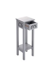 Living and Home 2-tier French Style Small Slim Accent Side Table Bed Sofa Side Storage Drawer with Bookshelf 73cm H in Grey - thumbnail 5