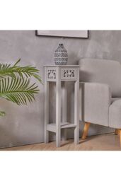 Living and Home 2-tier French Style Small Slim Accent Side Table Bed Sofa Side Storage Drawer with Bookshelf 73cm H in Grey - thumbnail 3