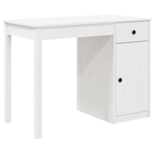 Berkfield Home Desk White 100x50x75 cm Solid Wood Pine - Size: 100 x 50 x 75 cm - image 1