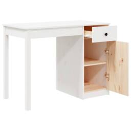 Berkfield Home Desk White 100x50x75 cm Solid Wood Pine - Size: 100 x 50 x 75 cm - thumbnail 7